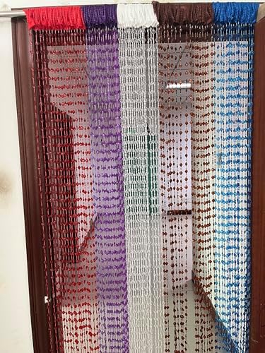 ZiDeTang Maple Leaf Beaded Curtain Panel 393x767 in Brown
