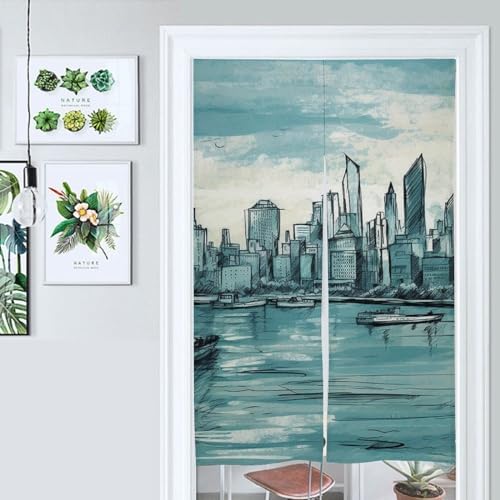 Japanese Noren Landscape Sketch Door Curtain 34x57