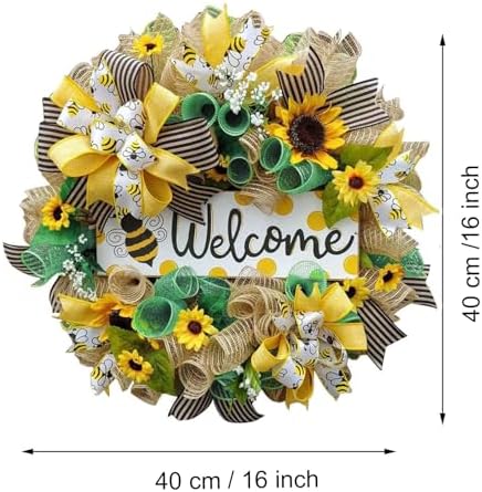 Summer Bee Wreath for Front Door Decor
