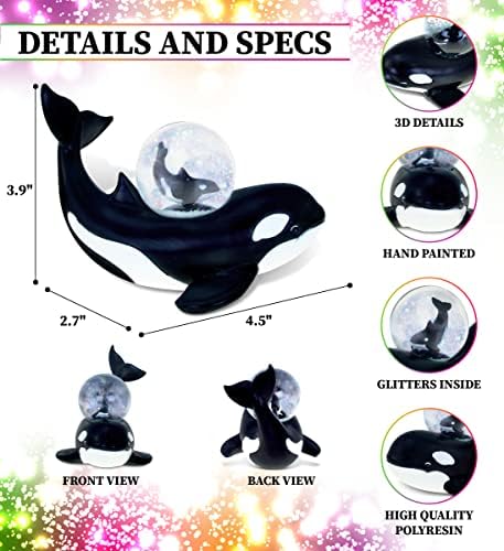 COTA Global Killer Whale Shark Snow Globe - Ocean Animal Decor