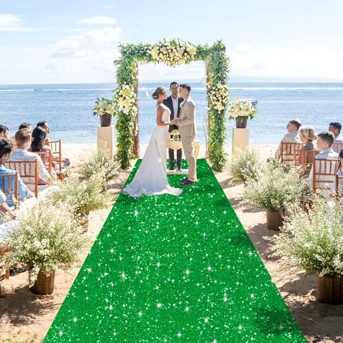 Glitter Green Carpet Runner 2ft x 15ft for Wedding and Events