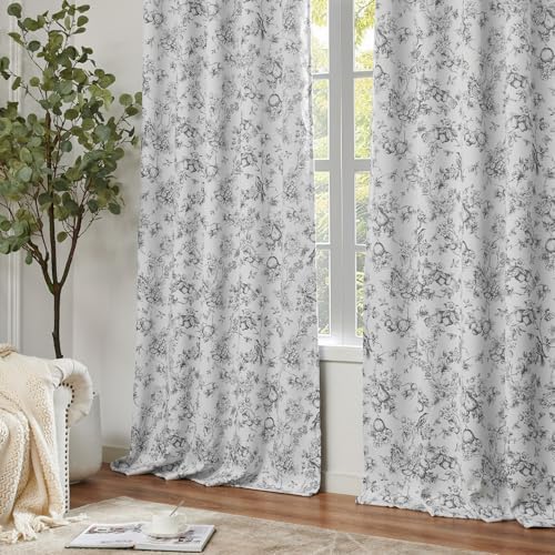 Jinchan Blackout Floral Curtains 84 Inches Long 2 Panels