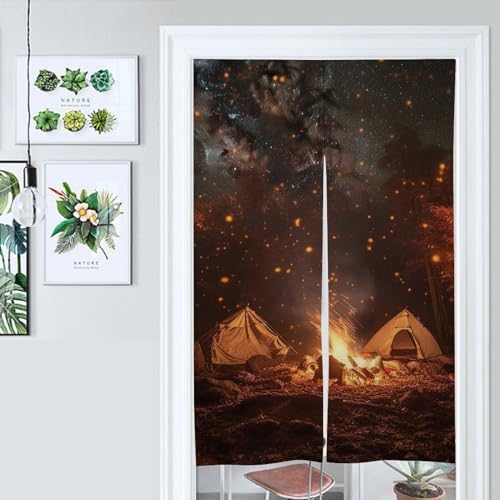 Galaxy Night Sky Door Curtain for Kitchen and Entryway