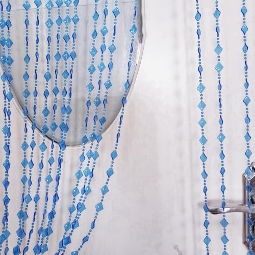 Dark Blue Beaded Curtain Doorway Acrylic Hanging Decor