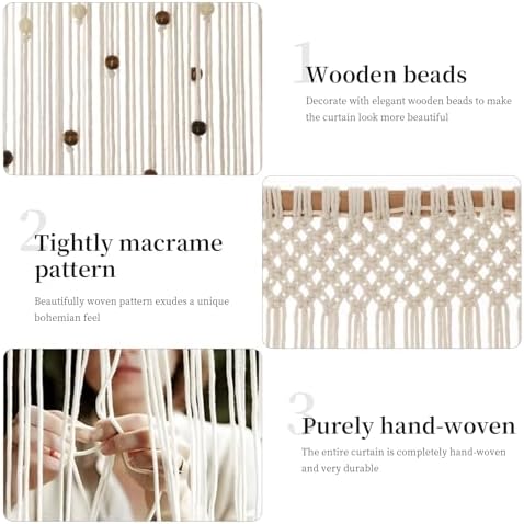 BECHAEO Boho Macrame Beaded Curtain Door Divider