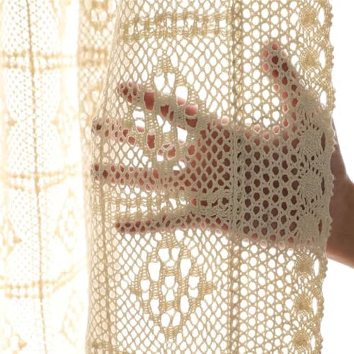 Boho Cotton Crochet Curtain Panel for Living Room