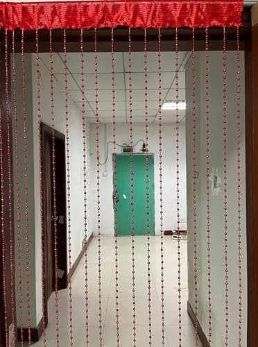 ZiDeTang Sparkling Plastic Diamond Beaded Door Curtain Panel Red