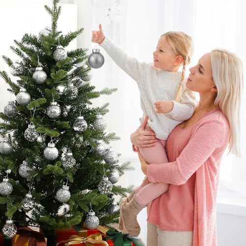 Garvee 30 Pcs Shatterproof Silver Christmas Balls