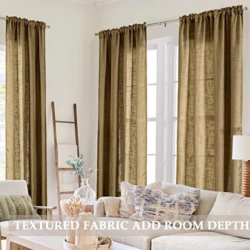SHINELAND Light Brown Curtains 2 Panels