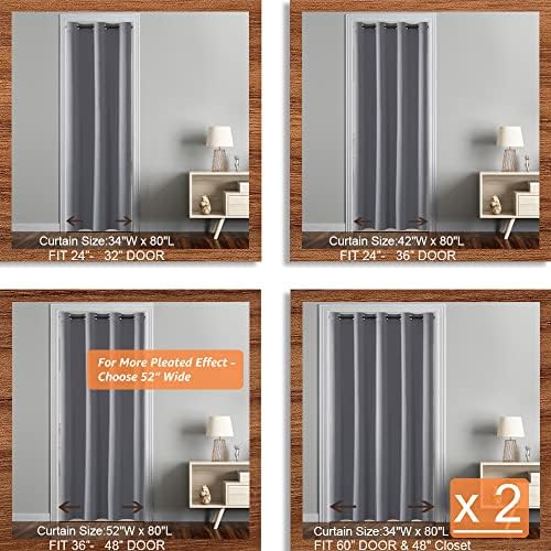 SHINELAND Closet Curtain for Dorm 80 Inches Long