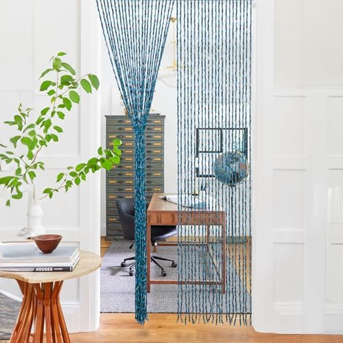 BECHAEO Handmade Blue Door Curtain 355x75 Inches