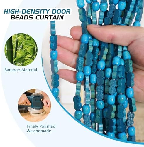 BECHAEO Handmade Blue Door Curtain 355x75 Inches