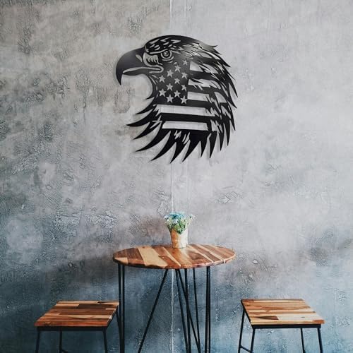 Patriotic Bald Eagle Flag Metal Wall Art 40 Inch