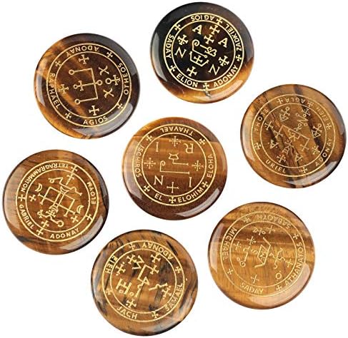 7PCS Tiger Eye Stones with Archangel Symbol Chakra Set
