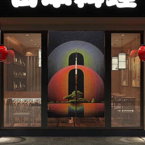 Japanese Noren Door Curtain with Two Rainbows