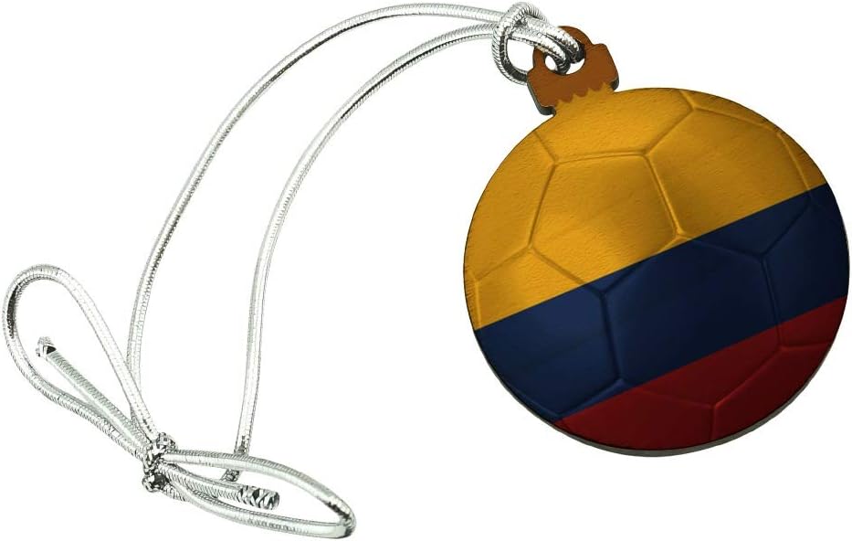 Colombia Flag Soccer Ball Wood Ornament