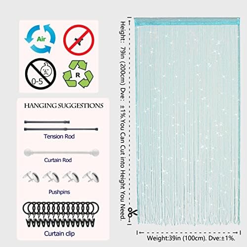 Glitter Beaded Curtain Panel for Doorways and Windows