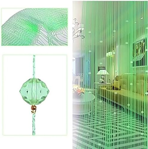 Kangkang Crystal Glass Beaded Tassel Sheer Curtain - Green
