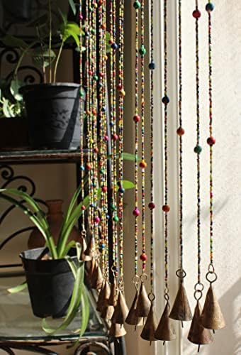 Mango Gifts Boho Beaded Curtain with Jingle Bells