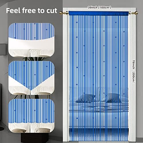 LaSyL Beaded Curtain for Doorway Royal Blue 39x110 Inches
