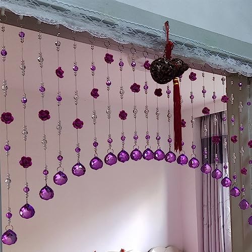 EMYJAY Blue Door Beaded Curtain with Crystal Balls