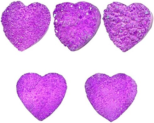 Amogeeli Heart Shaped Rock Crystal Cluster with Stand Purple