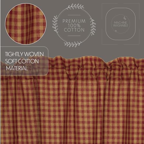 VHC Brands Burgundy Check Door Panel 72x40 Red
