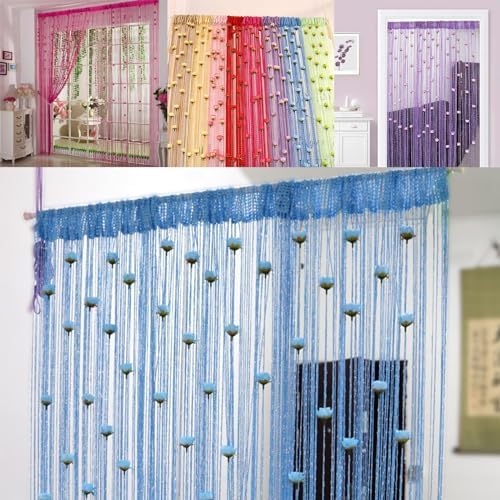 RJDJ Rose Thread Door Curtain in Blue