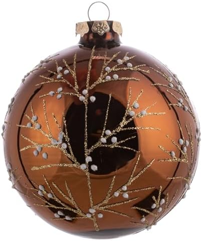 Karma Glitter Branch Glass Christmas Ornament 4 Inch