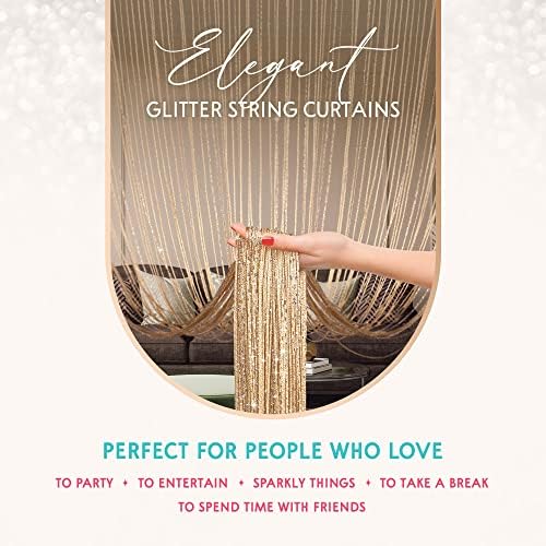 Glitter String Curtains 2 Pack Gold Sequins