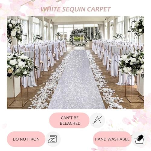 Silver Sequin Aisle Runner 2FTx15FT for Christmas Prom Party