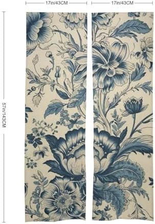 Eco Friendly Blue Decorative Flowers Door Curtain 34x57 Inch