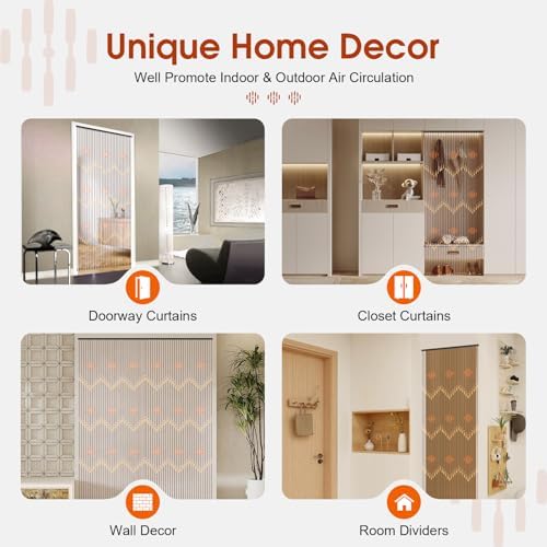 Jiabailie Wood Beaded Curtain for Doorway 31 Lines