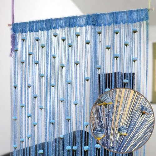 Generic Rose Thread Door Curtain Blue 100x200cm