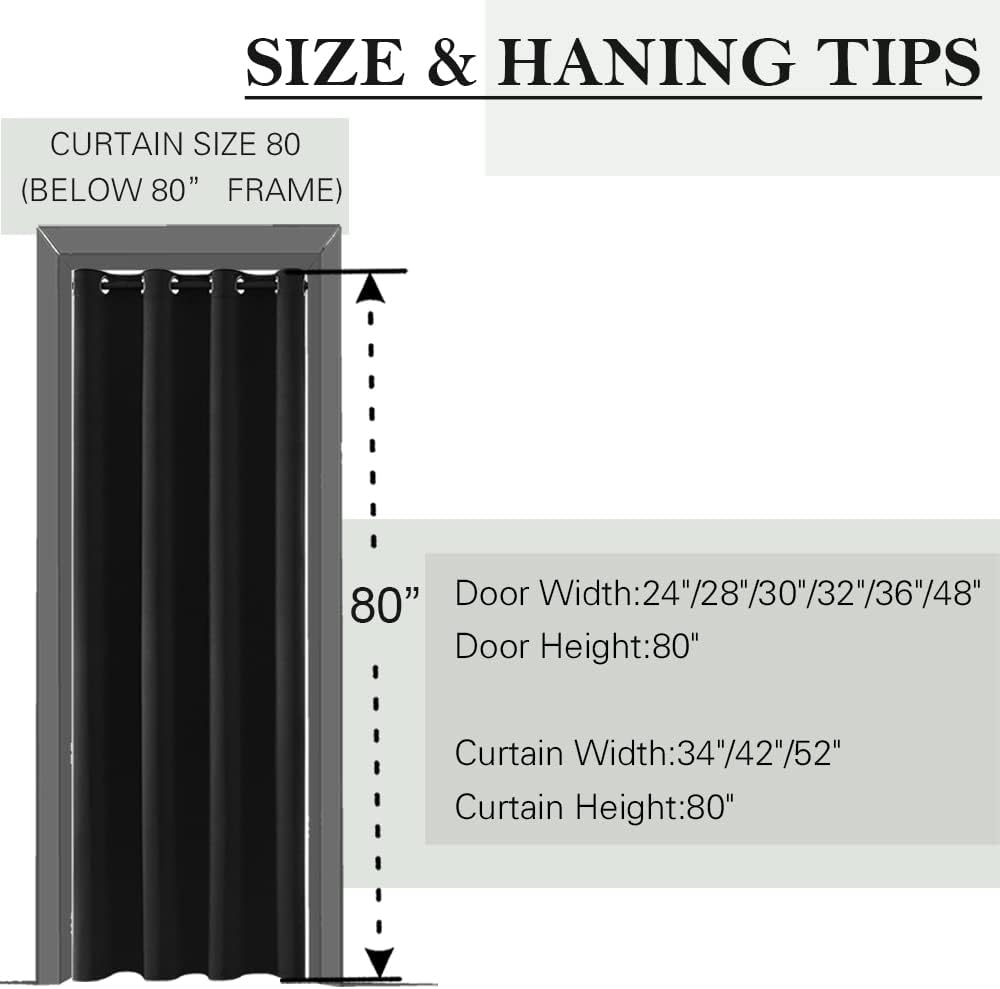 SHINELAND Closet Curtain for Dorm 80 Inches Long
