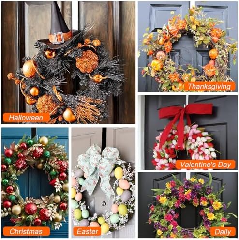 4 Pcs Wreath Hangers for Front Door Metal Garland Hooks