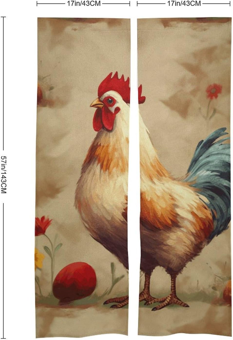 Japanese Noren Art Chicken Door Curtain 34x57