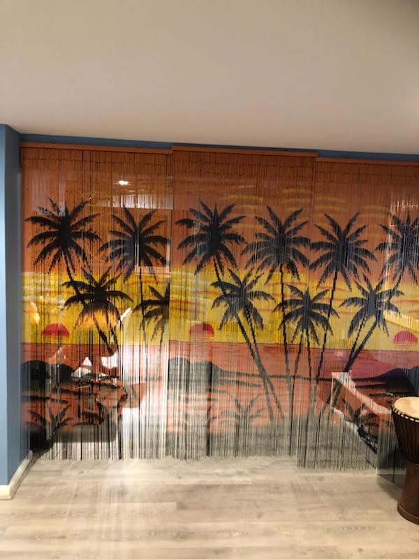 Beaded Curtain 125 String Tropical Palm Trees 36x79