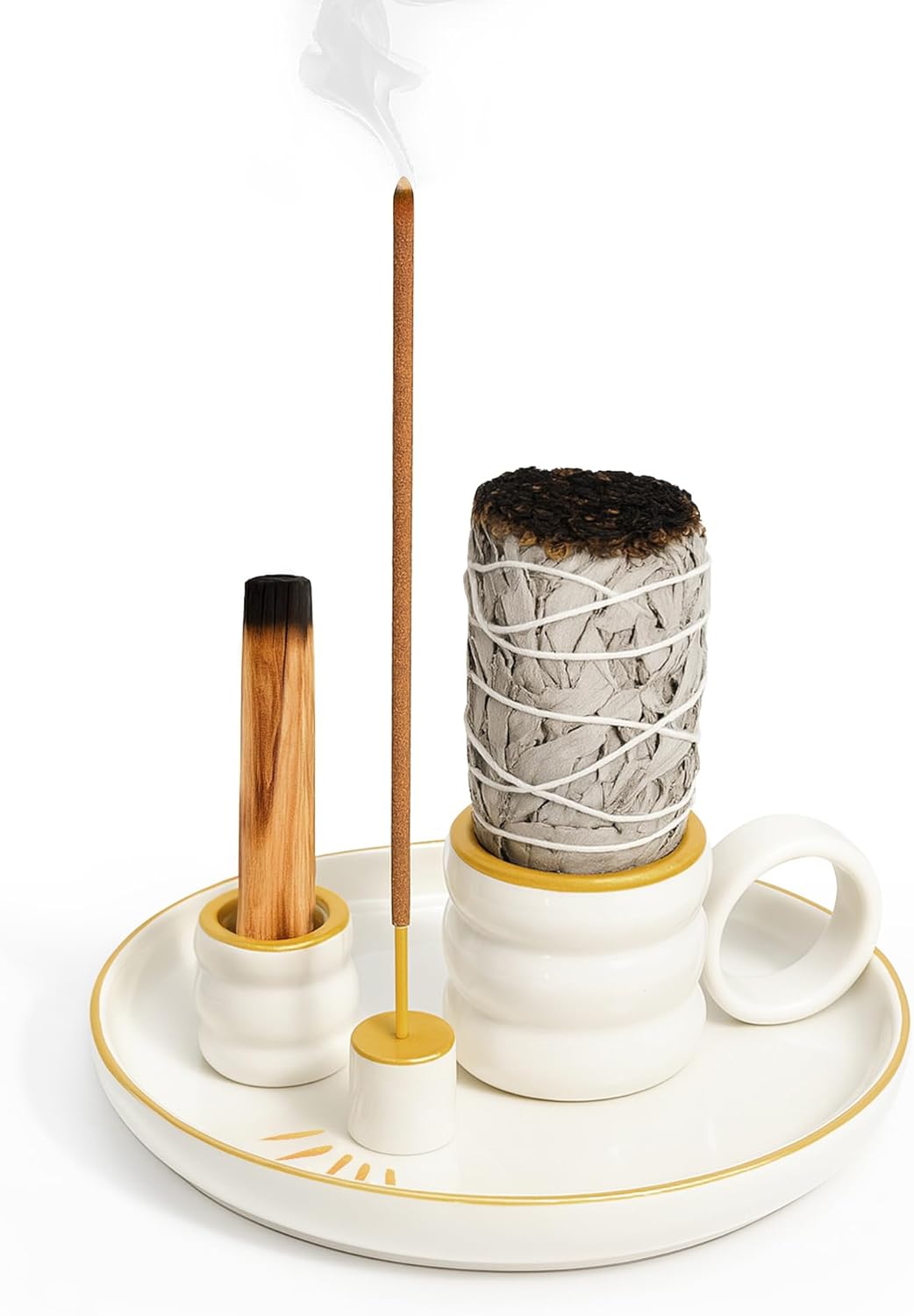 4 in 1 Incense Holder with Handle and Ash Tray