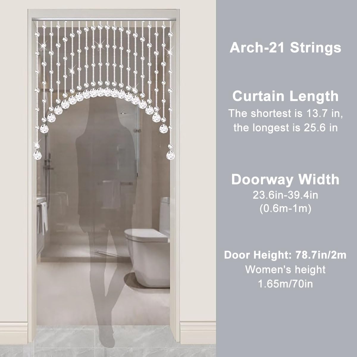 Crystal Beaded Curtain for Doorway 20 String Room Divider Blind