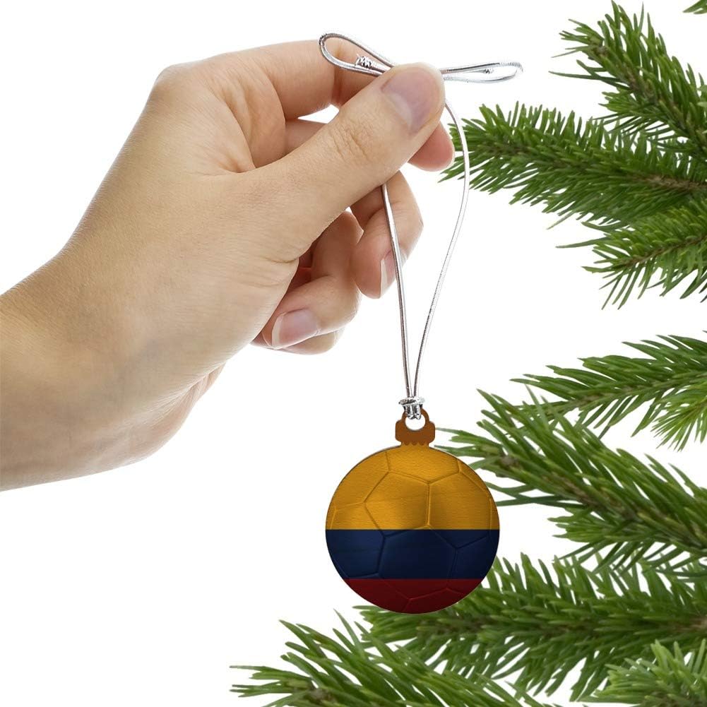 Colombia Flag Soccer Ball Wood Ornament