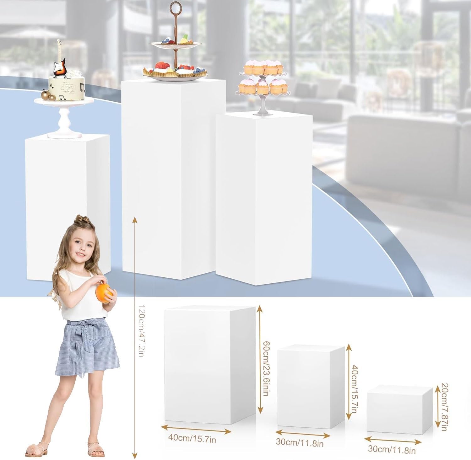 White Square Display Pedestal Stand for Events