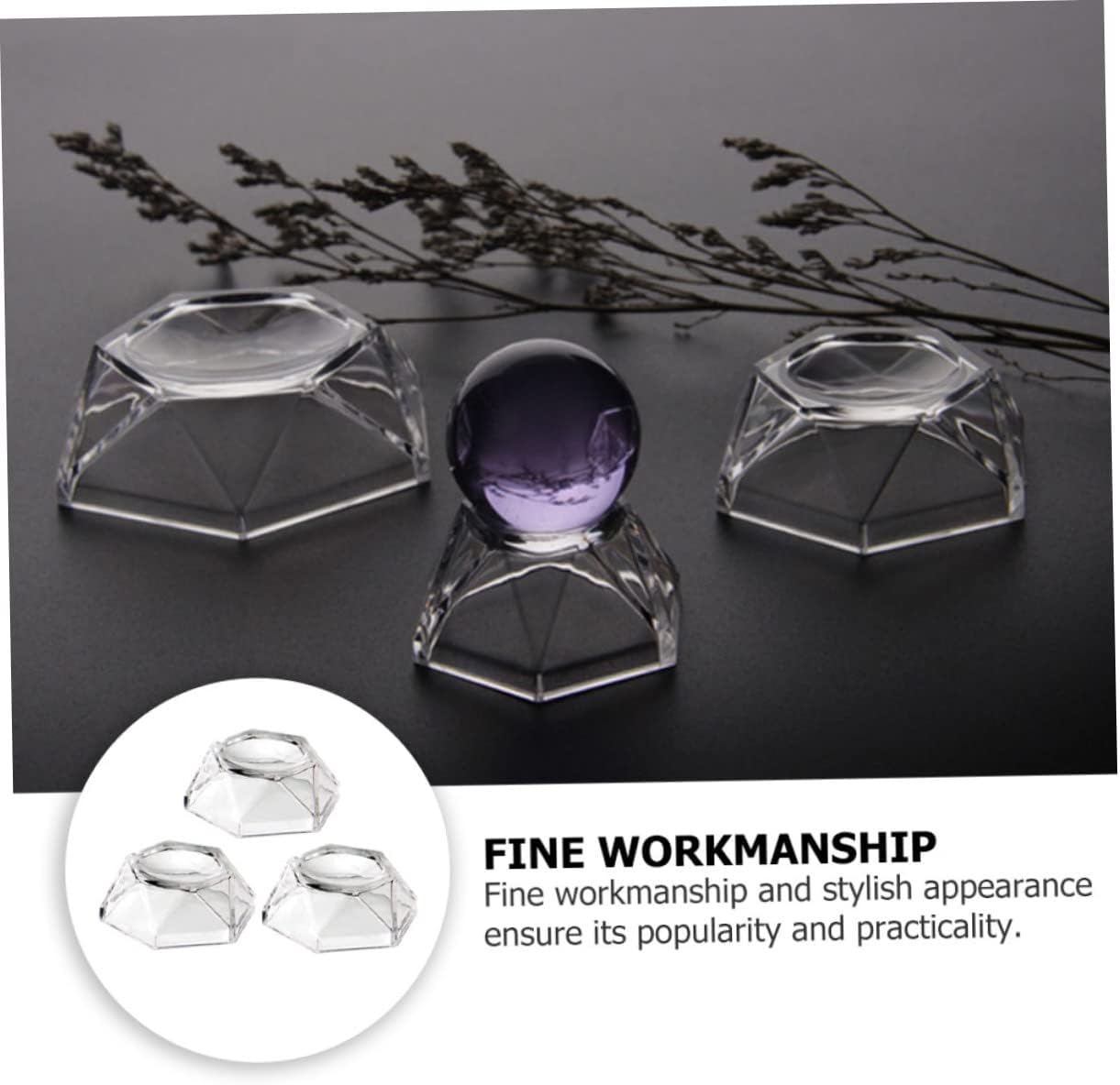 3pcs Acrylic Crystal Display Base for Decorative Showcases