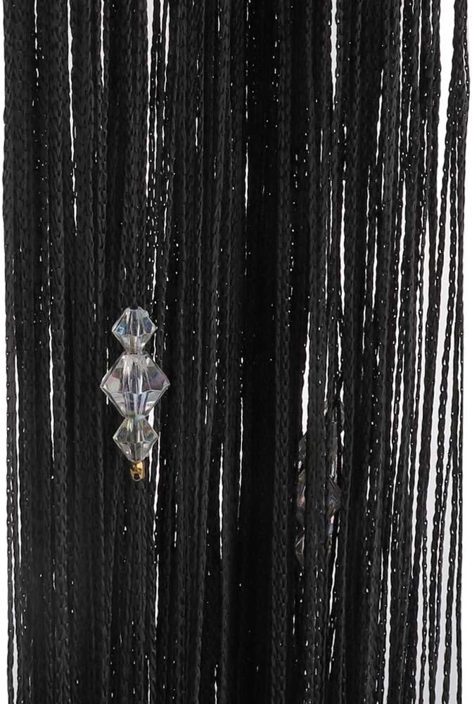 Greenwish Black Beads Curtain with Tassels