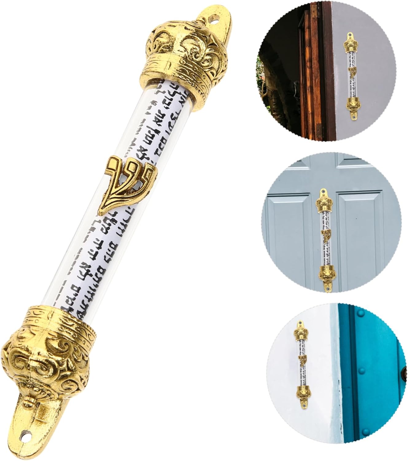 PRETYZOOM Religious Mezuzah Scroll Door Decor Metal