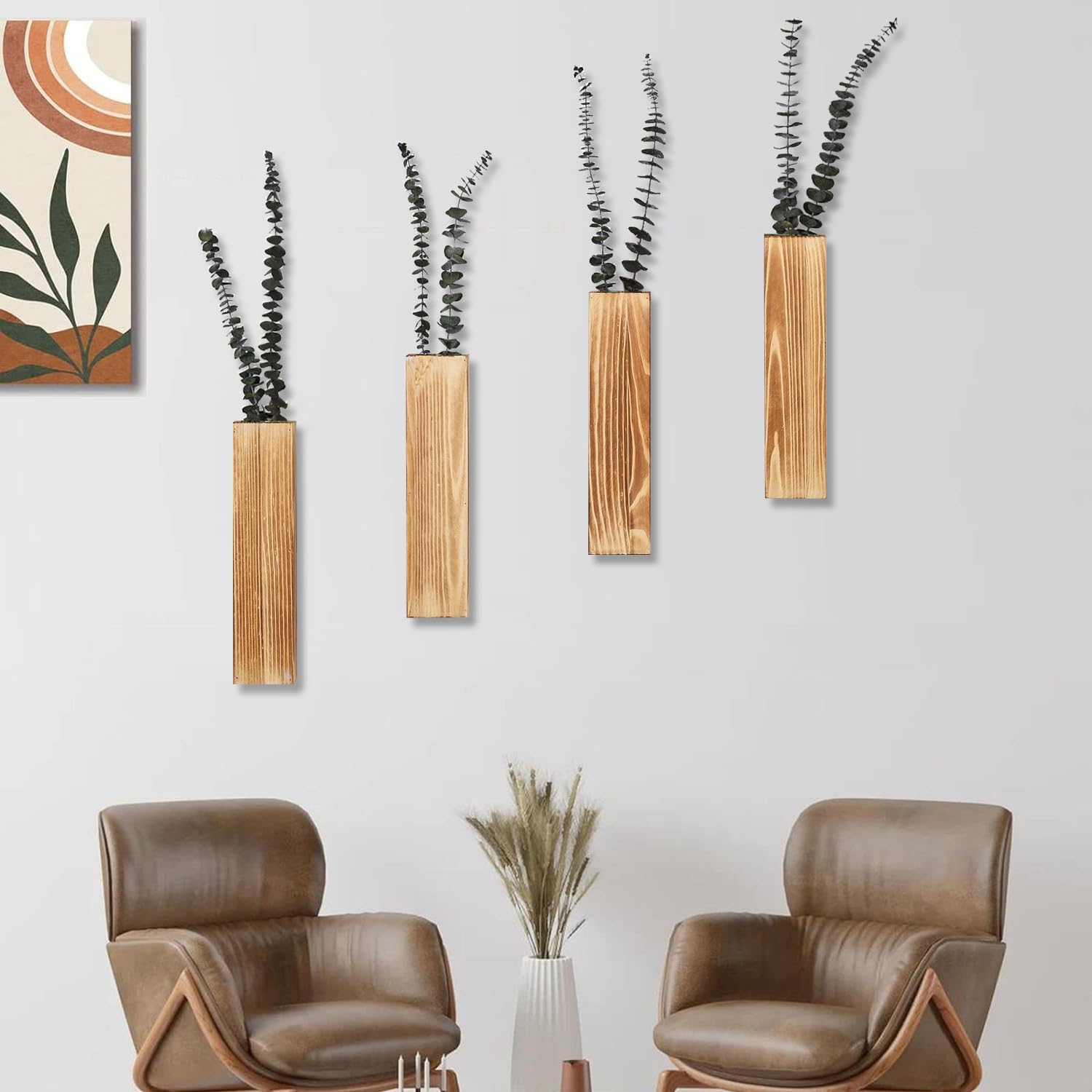 Sawoake Wooden Wall Planter Set of 4 - Modern Decor