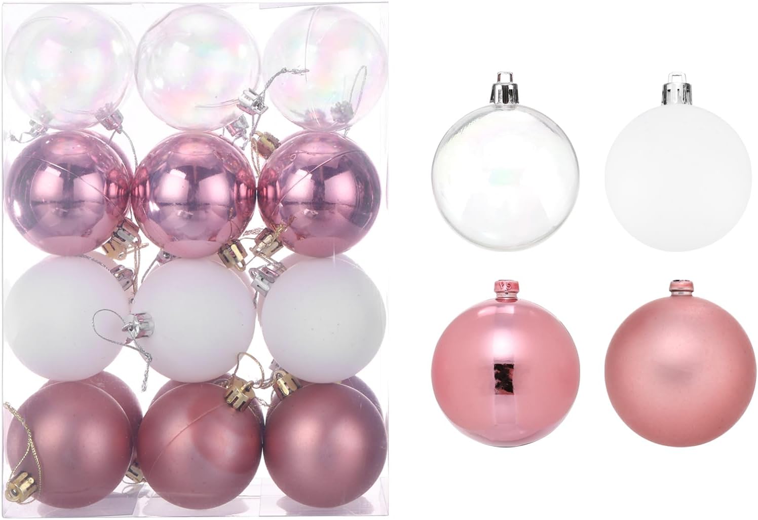 MECCANIXITY 24Pcs Rose Gold Christmas Tree Balls