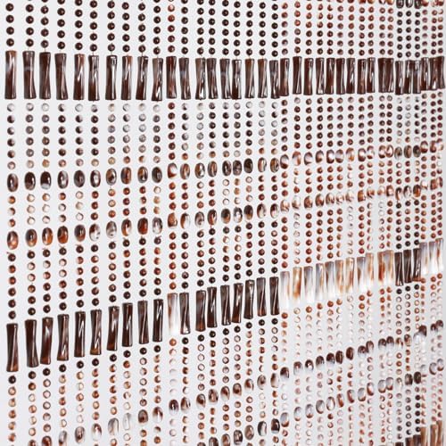 BECHAEO Beaded Curtain for Doorway with Caramel Marble Design
