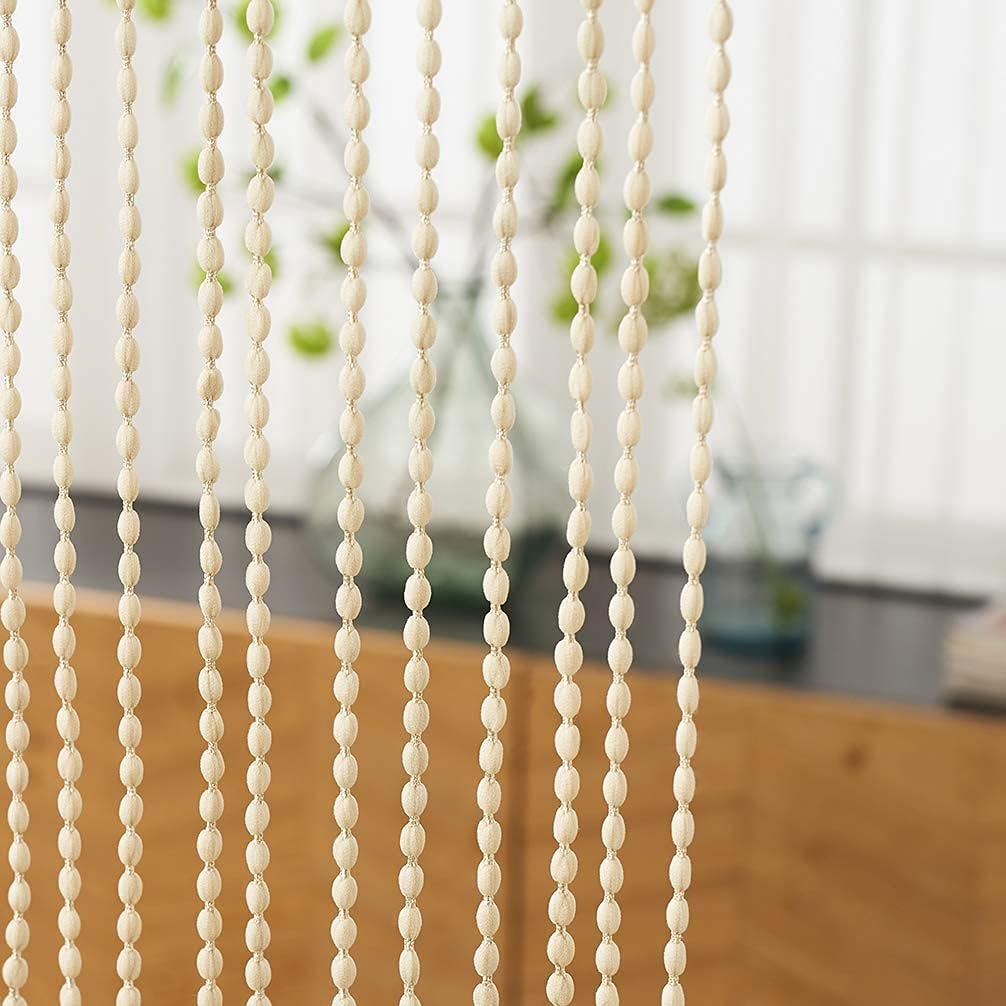 Boho Spaghetti String Curtain Panel Light Beige
