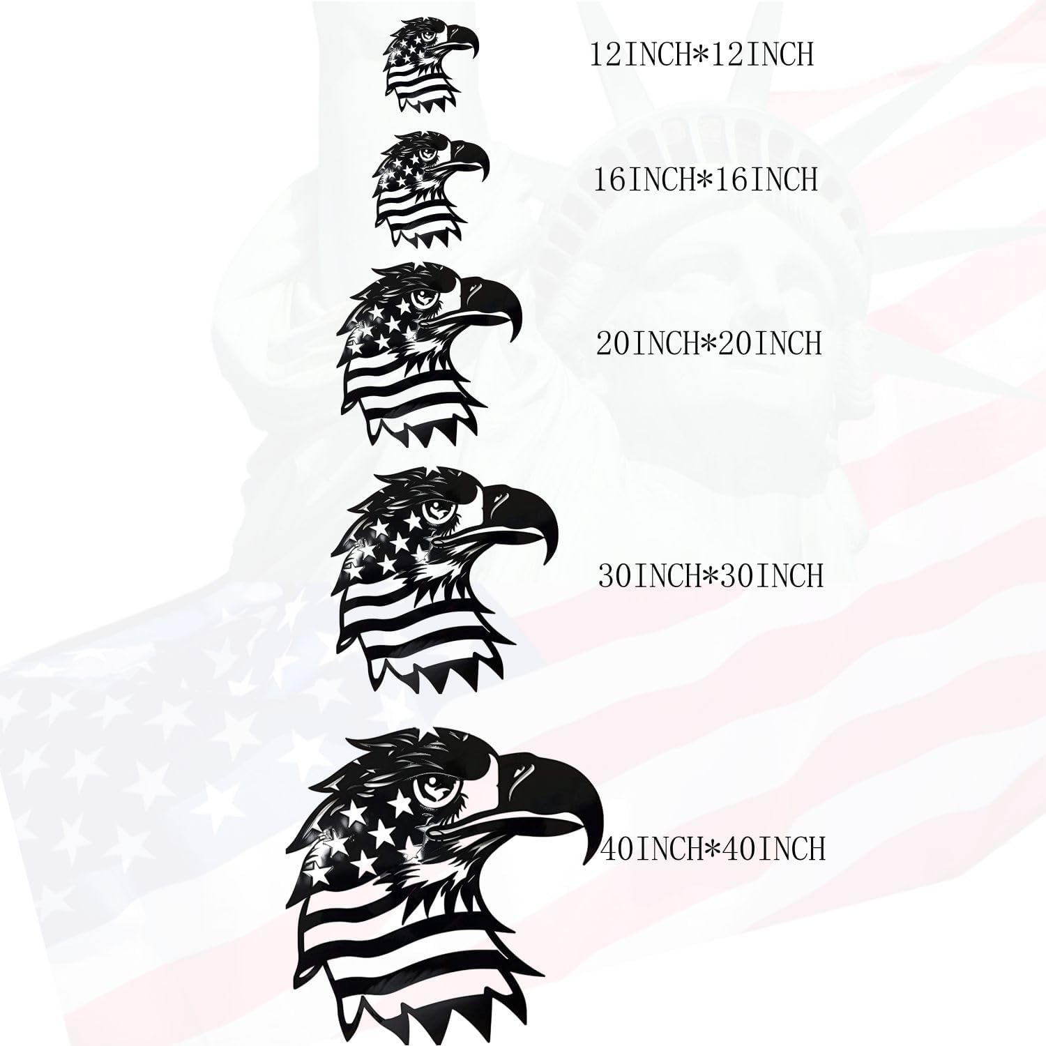 Patriotic Bald Eagle American Flag Metal Wall Art 40 Inch